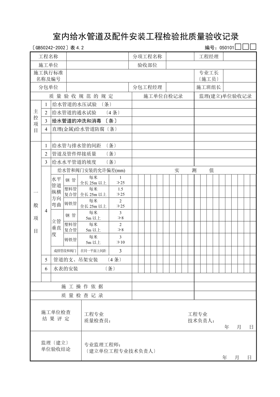 建筑给水排水及采暖资料表格大全.doc_第1页