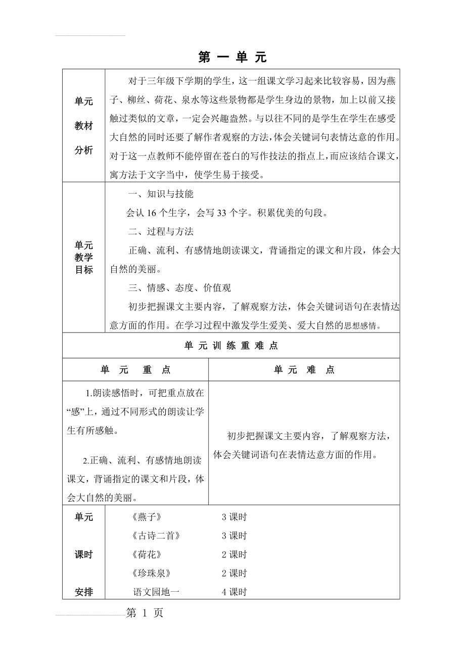 新人教版三年级语文下册第一单元教案(40页).doc_第2页