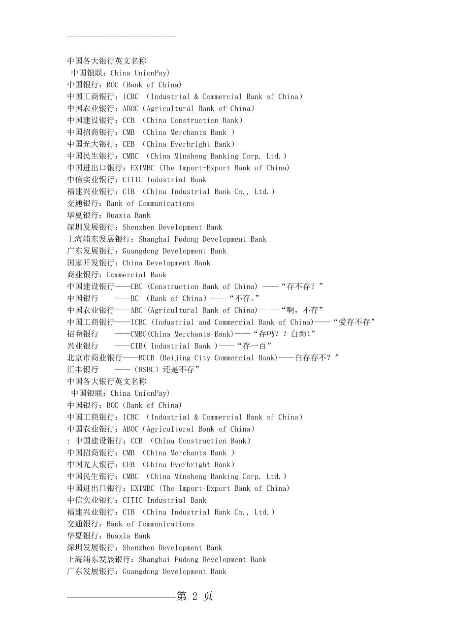 中国各大银行英文名称(3页).doc_第2页
