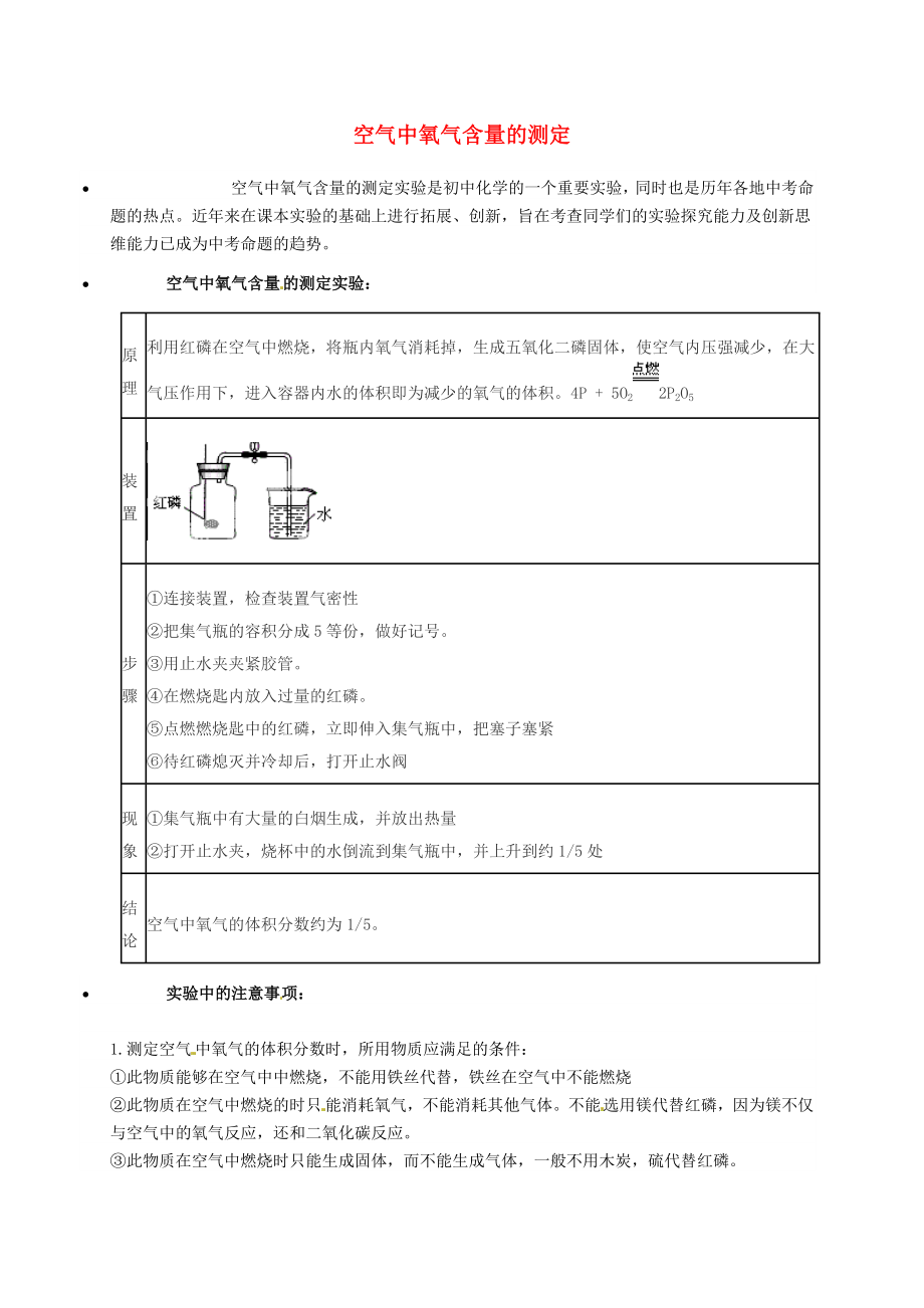 【粤教版】九年级化学：《空气中氧气含量的测定》知识点深度解析(4页).doc_第2页