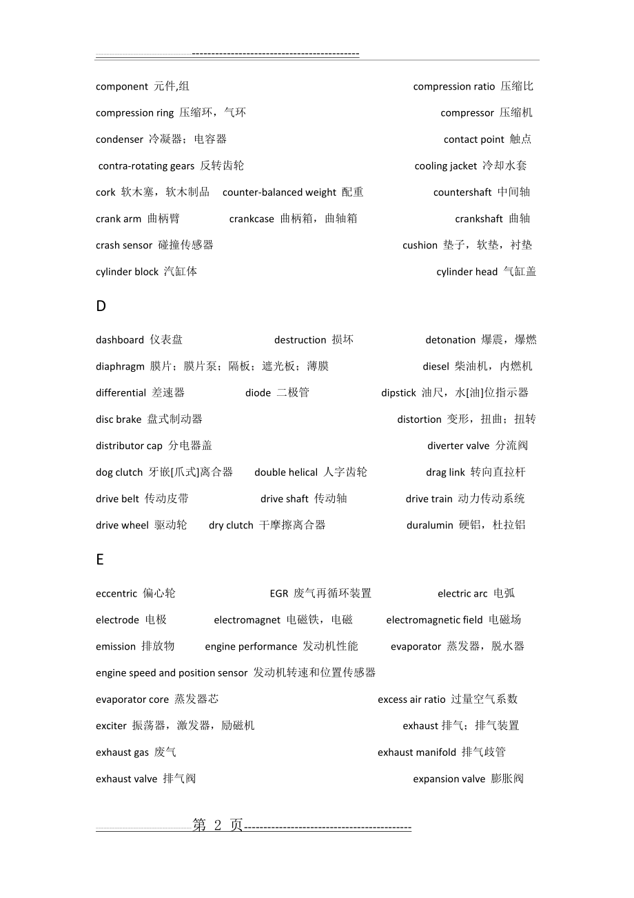 汽车专业英语常见词汇(6页).doc_第2页