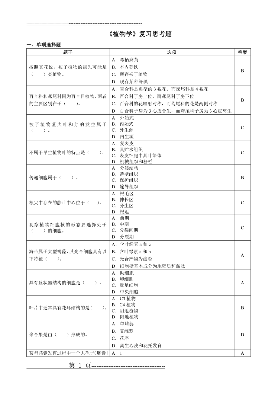 植物学复习思考题 2017.11(9页).doc_第1页