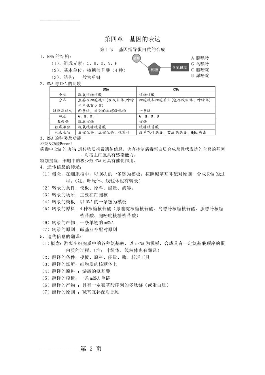 《基因指导蛋白质的合成》学案(5页).doc_第2页