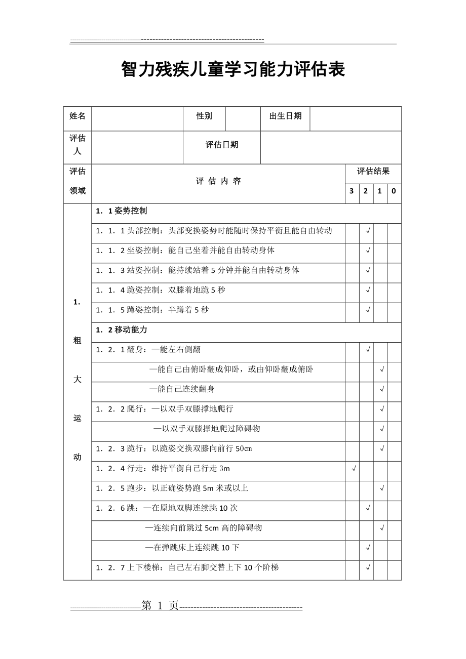 智力残疾儿童学习能力评估表(6页).doc_第1页