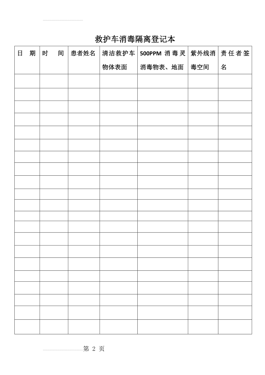 救护车消毒隔离登记本(2页).doc_第2页