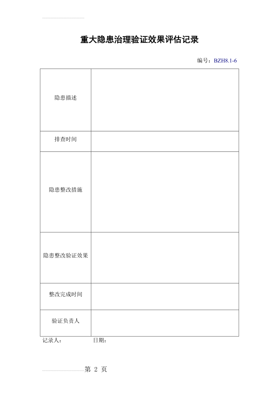 10.重大隐患治理验证效果评估记录(2页).doc_第2页