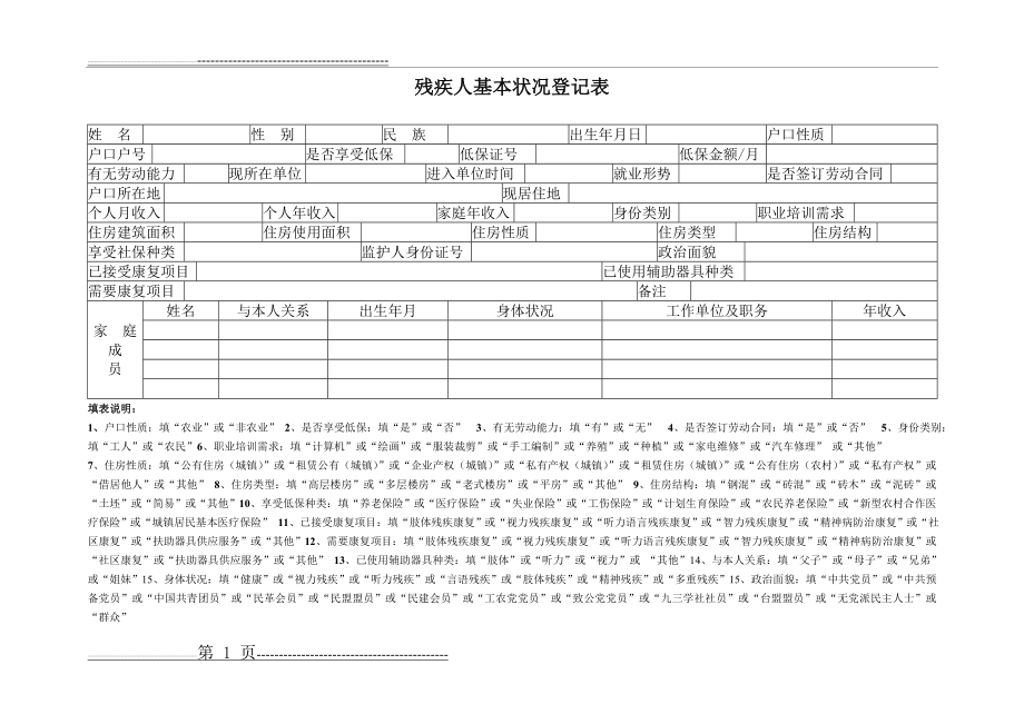 残疾人基本状况登记表(1页).doc_第1页