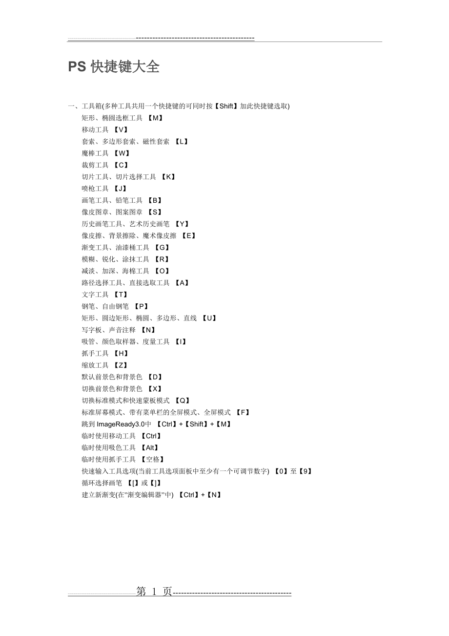 最新版本ps快捷键大全(7页).doc_第1页