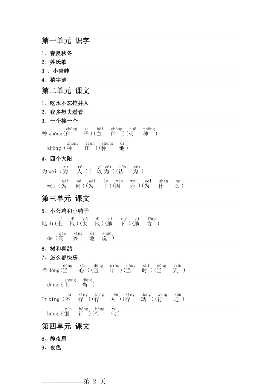 2019小学一年级下册语文生字组词(拼音)(4页).doc_第2页