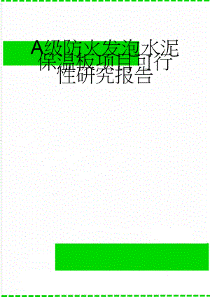 A级防火发泡水泥保温板项目可行性研究报告(56页).doc