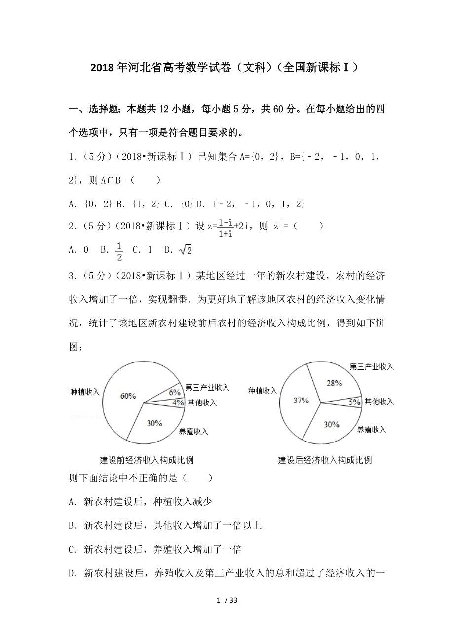 高考全国卷文科数学.doc_第1页