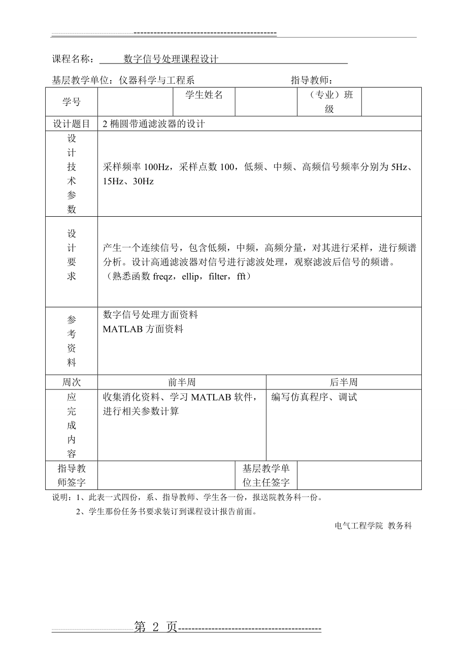 椭圆带通滤波器的设计(matlab)(17页).doc_第2页