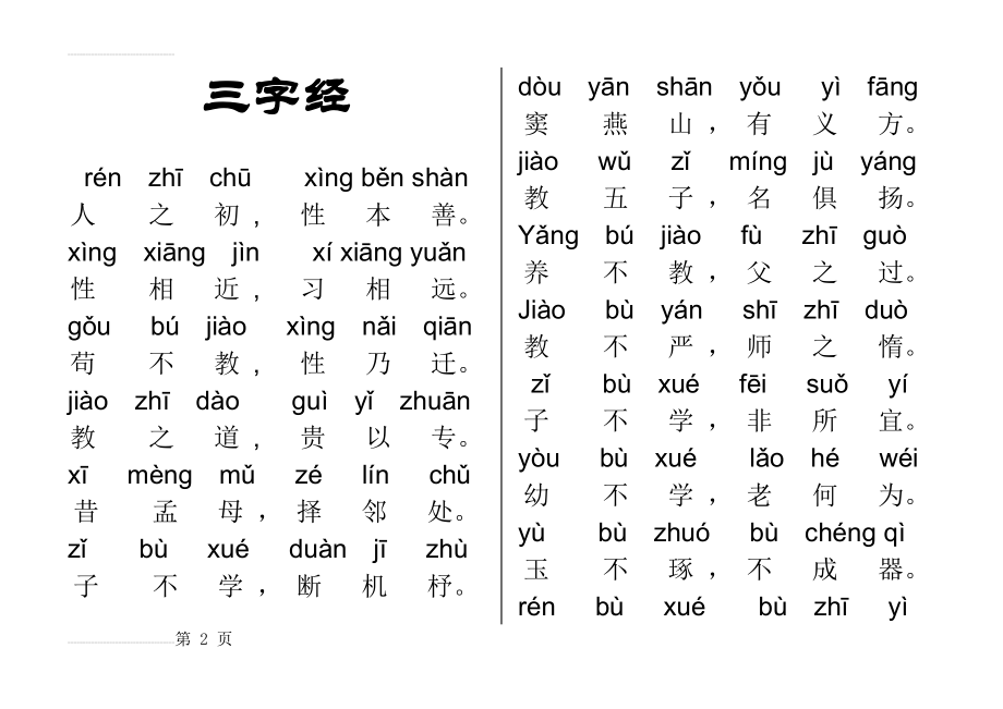 打印版三字经全文带拼音(14页).doc_第2页