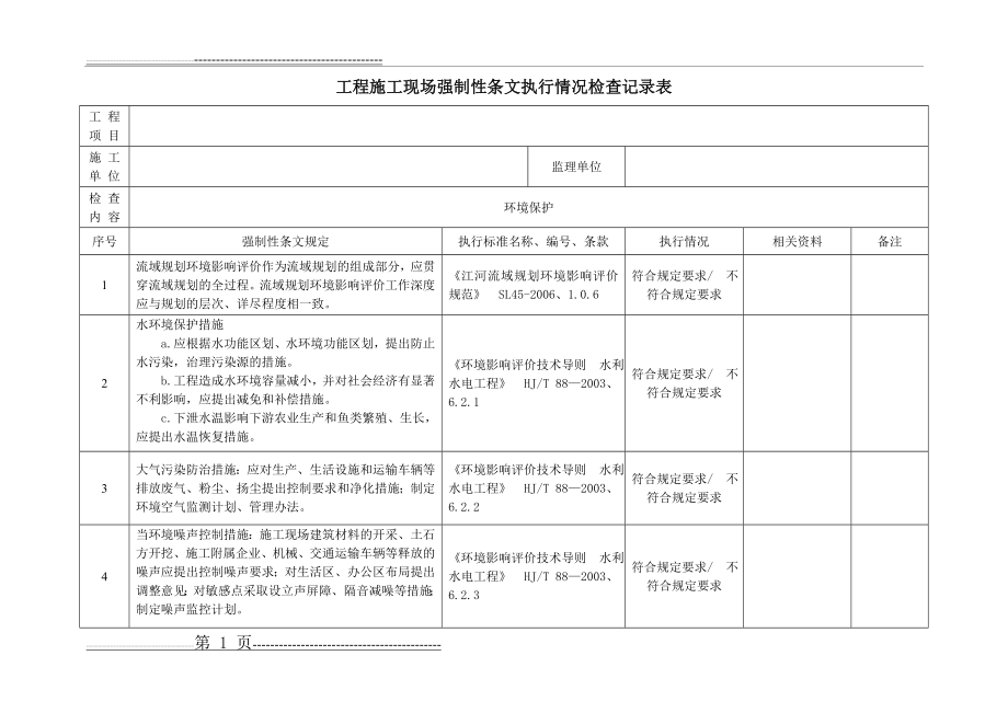 水利强制性条文检查用表(48页).doc_第1页