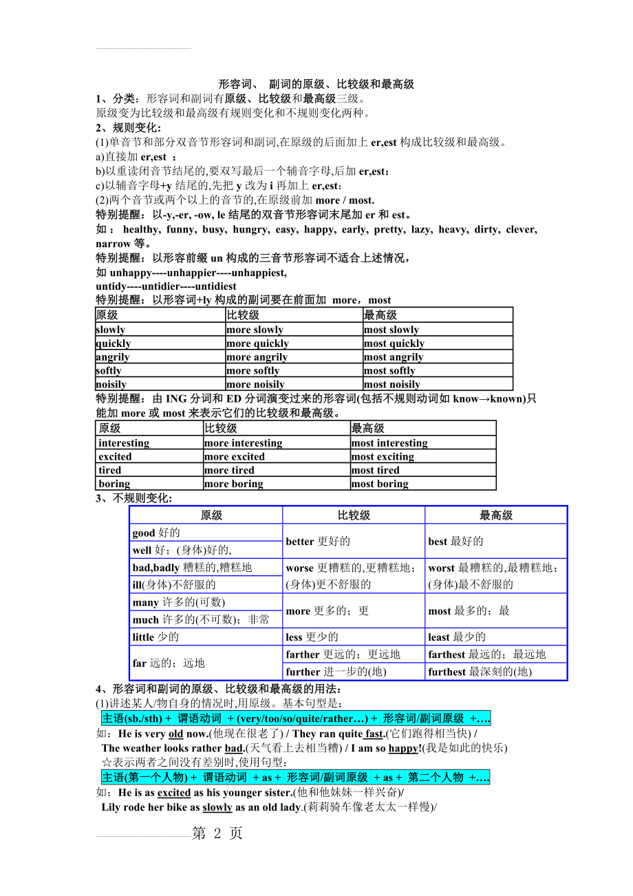 形容词、副词的原级、比较级和最高级讲解(7页).doc_第2页