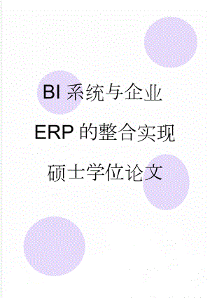 BI系统与企业ERP的整合实现硕士学位论文(47页).doc