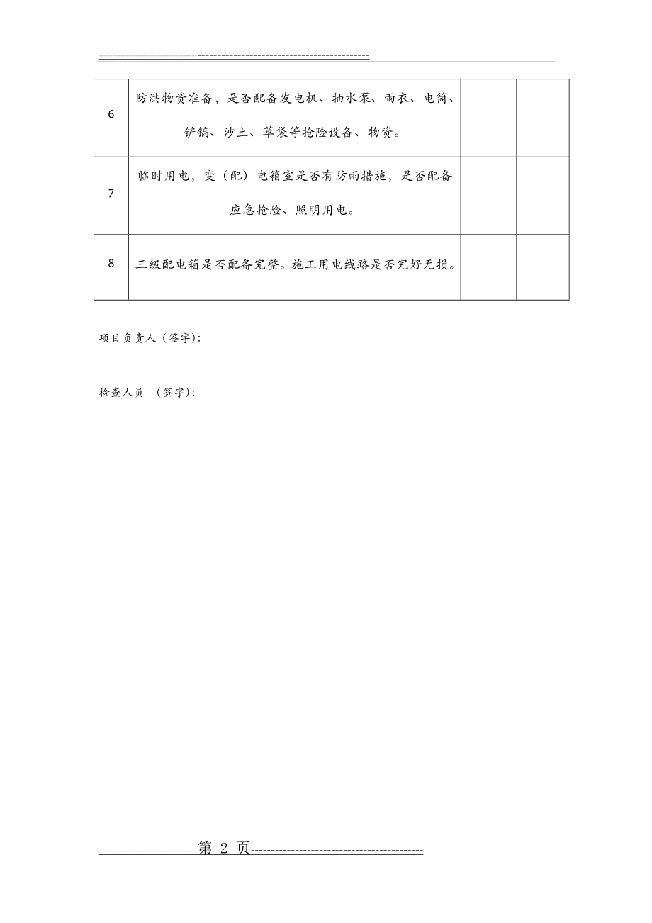 汛期施工现场安全检查表(2页).doc_第2页