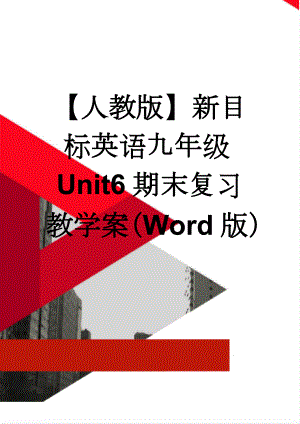 【人教版】新目标英语九年级Unit6期末复习教学案（Word版）(3页).doc