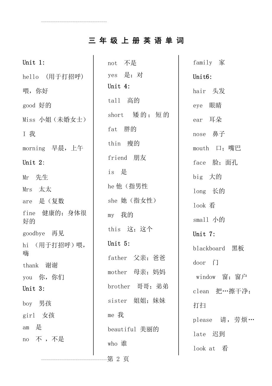 上教版(牛津)三年级上册英语单词表打印版(3页).doc_第2页