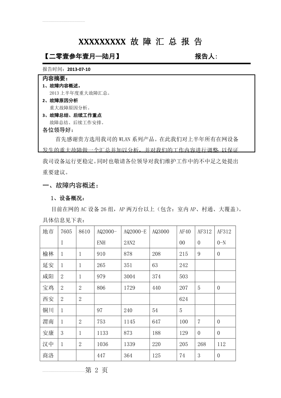 故 障 汇 总 报 告(4页).doc_第2页