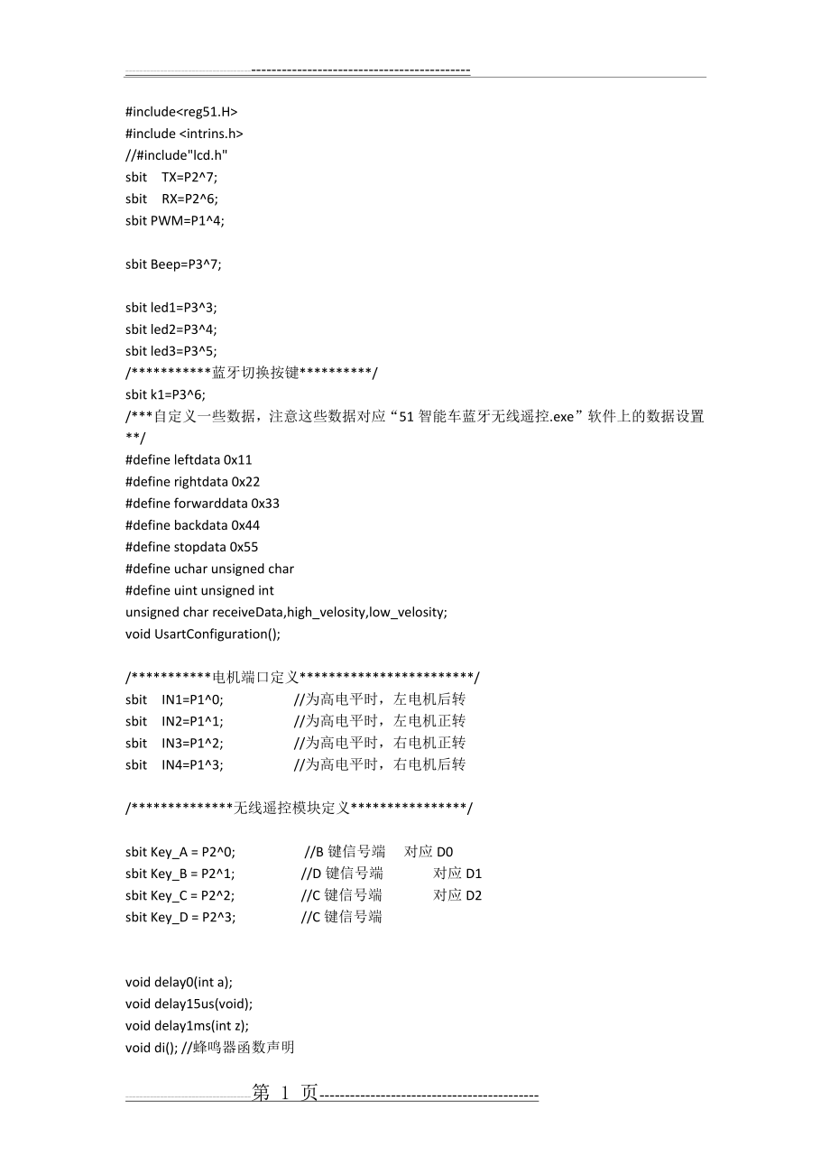 智能小车源代码(12页).doc_第1页