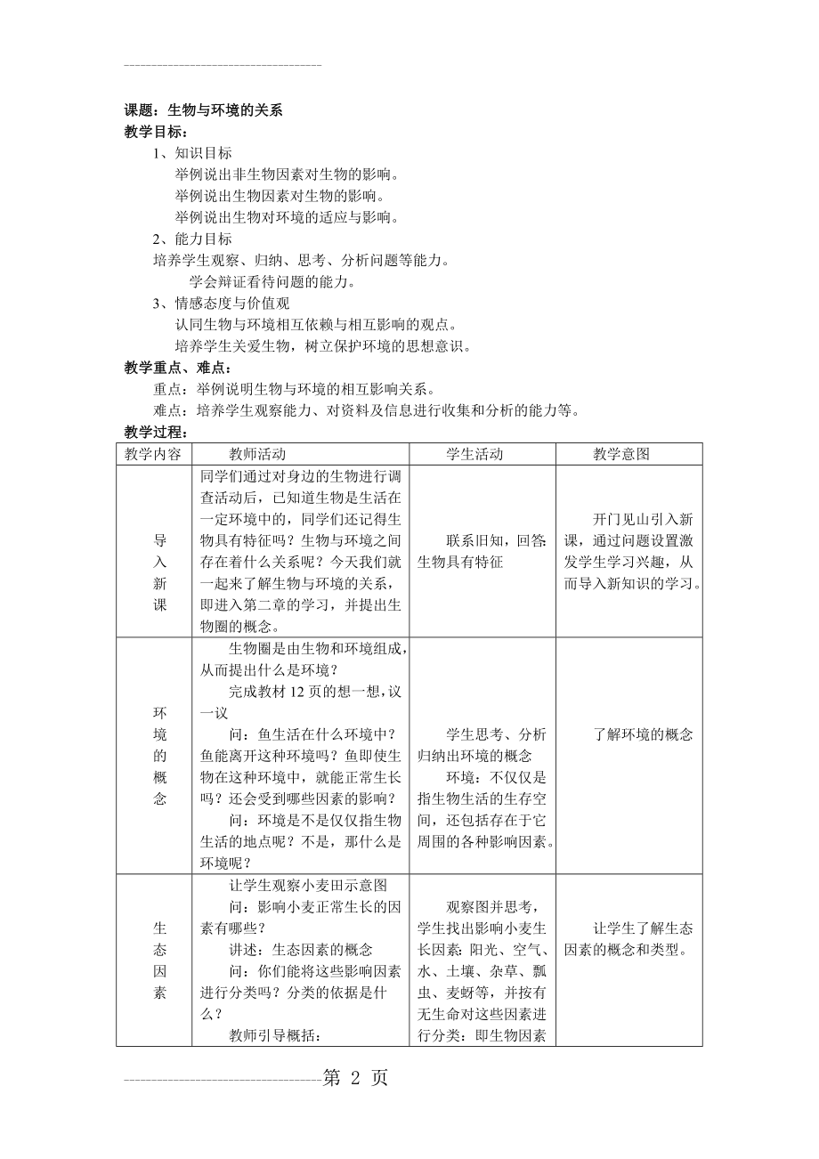 《生物与环境的关系》教案(6页).doc_第2页