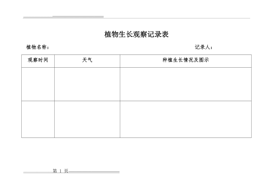 植物生长观察记录表99805(2页).doc_第1页