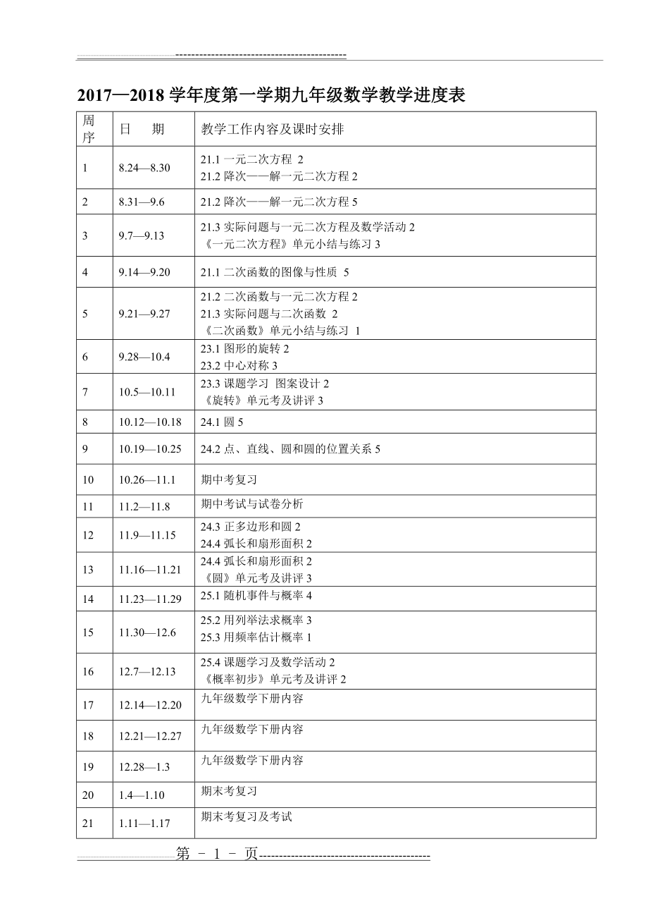 最新人教版九年级数学上册全册教案共151页(158页).doc_第2页