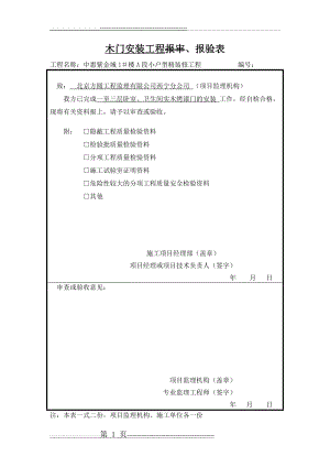 木门安装工程检验批、报审表(25页).doc