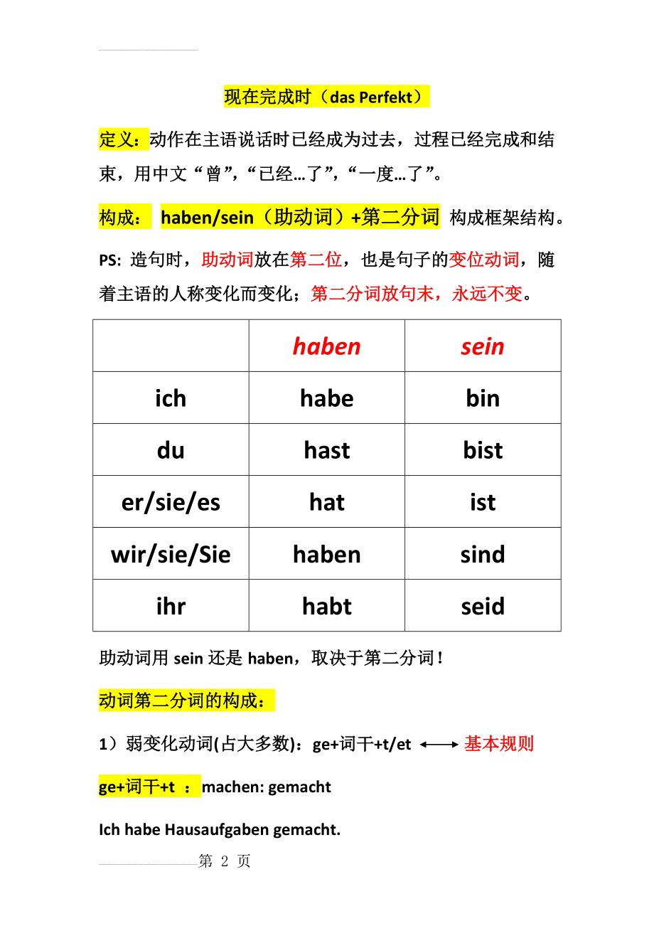 德语 现在完成时(13页).doc_第2页