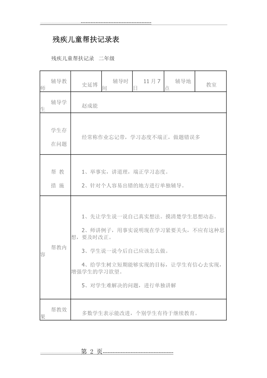 残疾儿童帮扶记录表(5页).doc_第2页