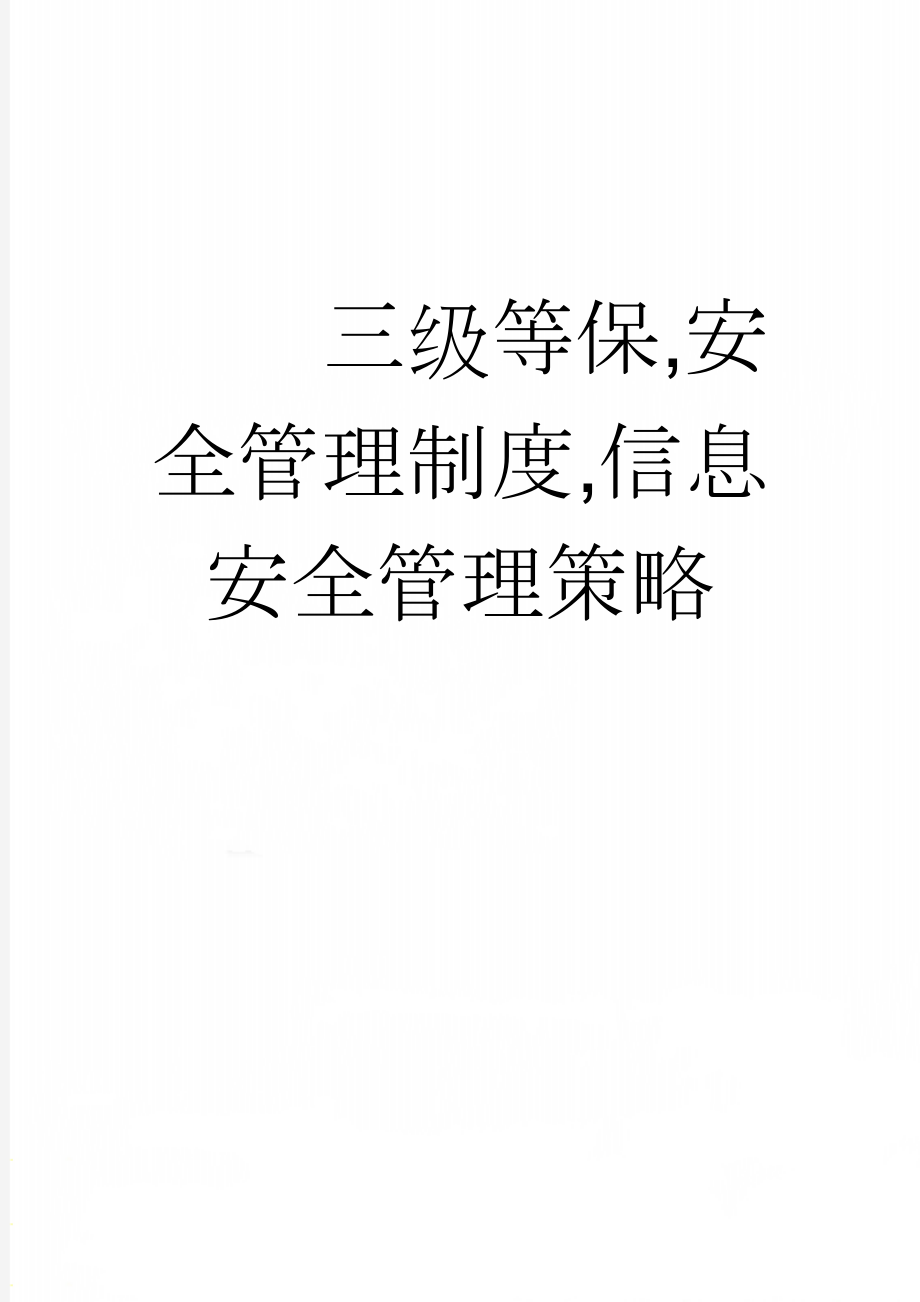 三级等保,安全管理制度,信息安全管理策略(17页).doc_第1页