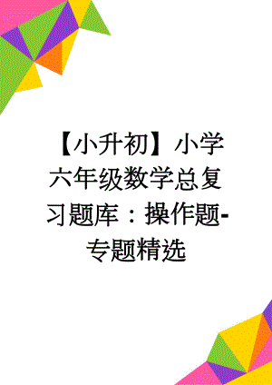 【小升初】小学六年级数学总复习题库：操作题-专题精选(2页).doc