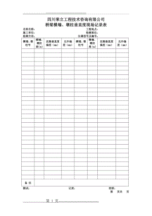 桥梁横墙、墩台垂直度现场记录表RL(2页).doc