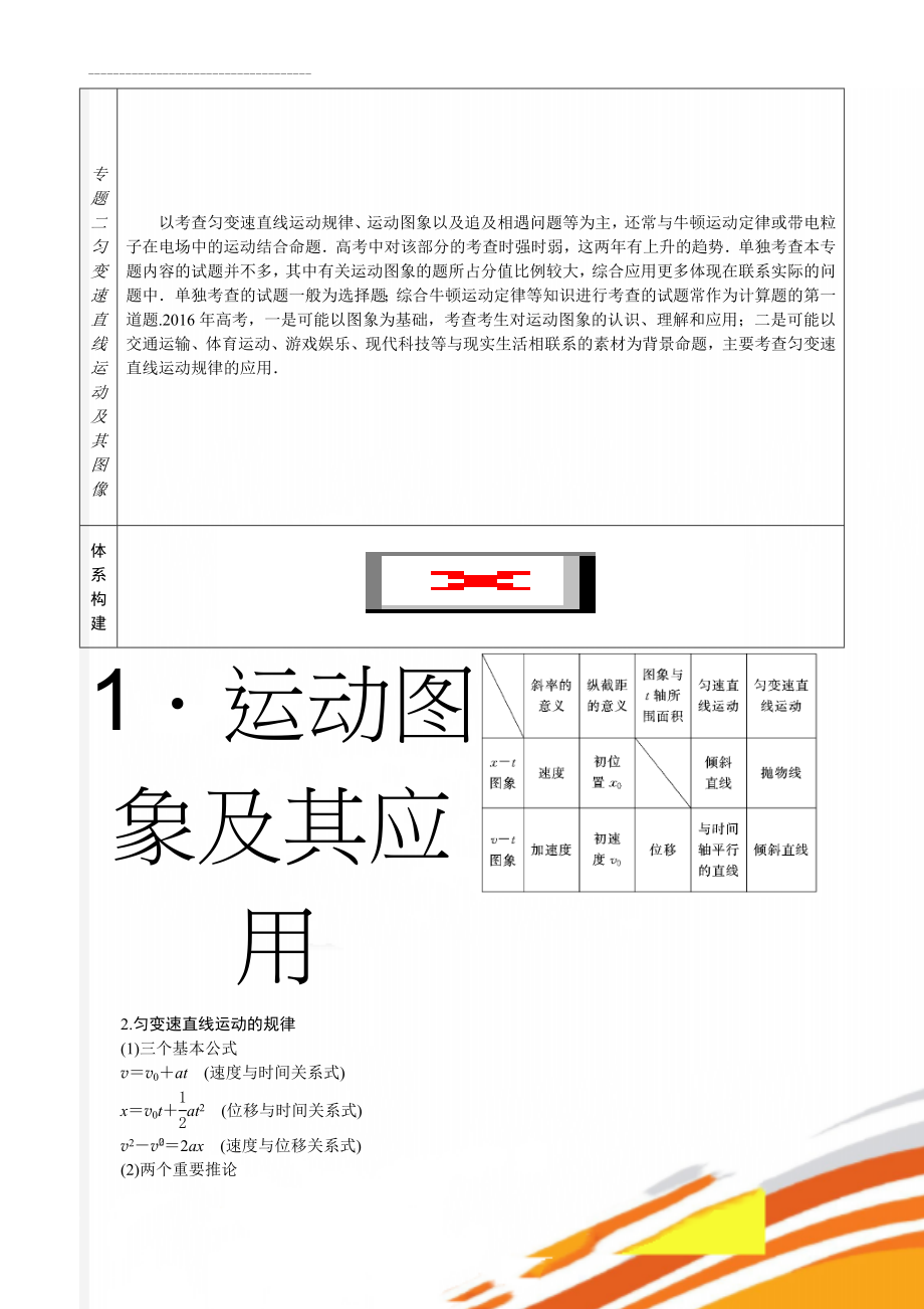 专题二匀变速直线运动及其图像(17页).doc_第1页