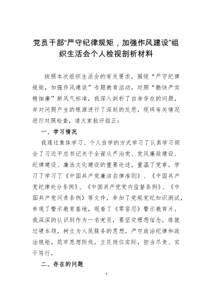 党员干部“严守纪律规矩加强作风建设”组织生活会个人检视剖析材料.docx