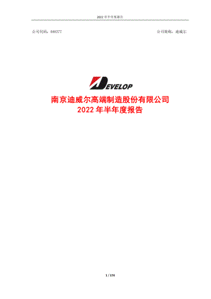 迪威尔：迪威尔2022年半年度报告.PDF