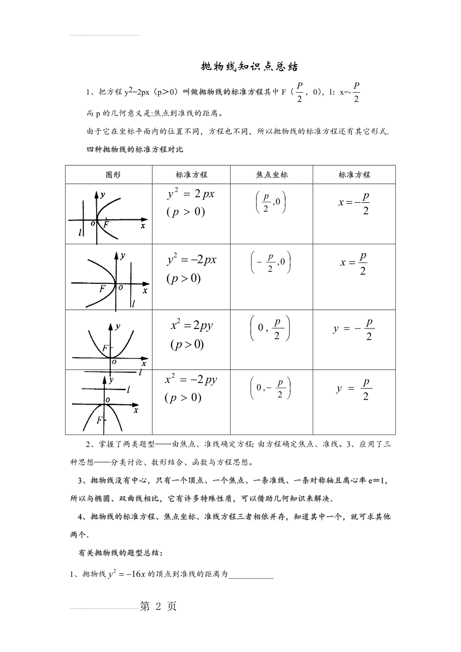 抛物线知识点总结(3页).doc_第2页