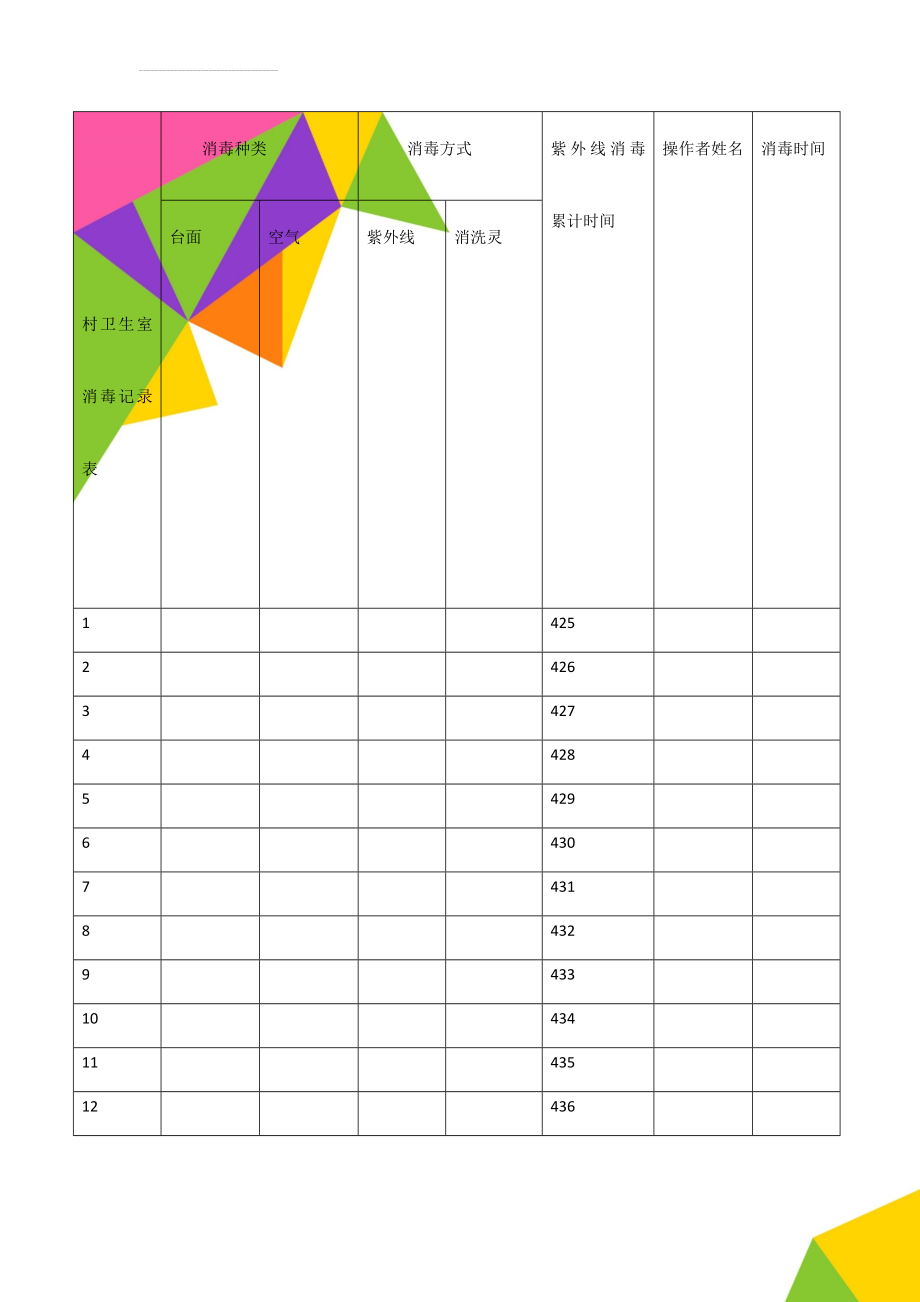 村卫生室消毒记录表(3页).doc_第1页