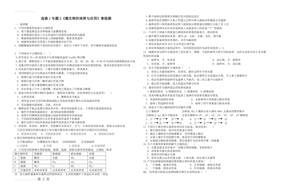 《微生物的培养与应用》测试题(4页).doc_第2页