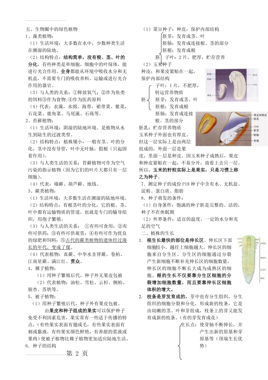 初中生物复习六年级下册知识点总结(4页).doc_第2页