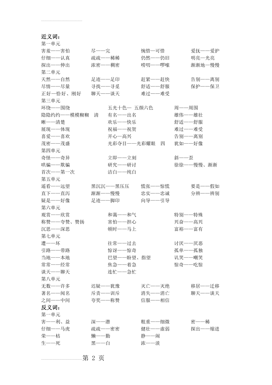 人教版小学语文二年级近义词和反义词(9页).doc_第2页