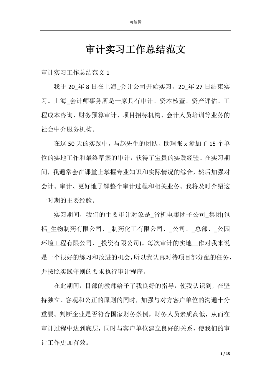 审计实习工作总结范文.docx_第1页