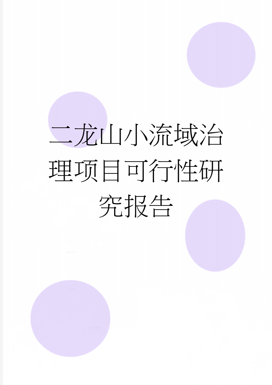 二龙山小流域治理项目可行性研究报告(42页).doc_第1页