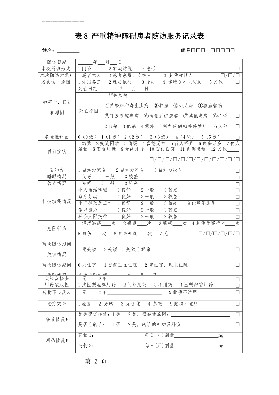 严重精神障碍患者随访服务记录表(2019最新)(3页).doc_第2页