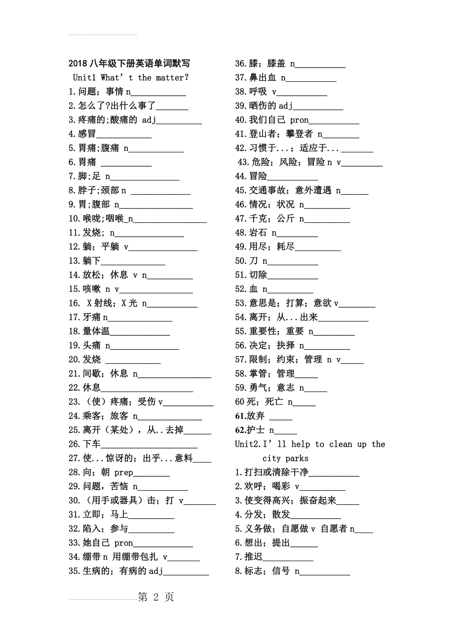 八下英语单词默写表(8页).doc_第2页