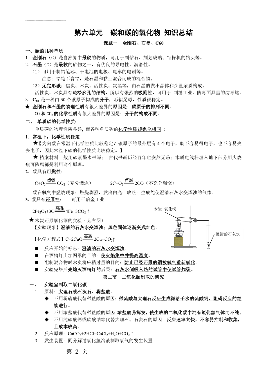 《碳和碳的氧化物》知识点总结(4页).doc_第2页