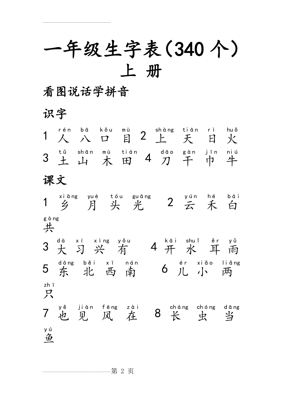 人教版一年级生字表(带拼音)(6页).doc_第2页