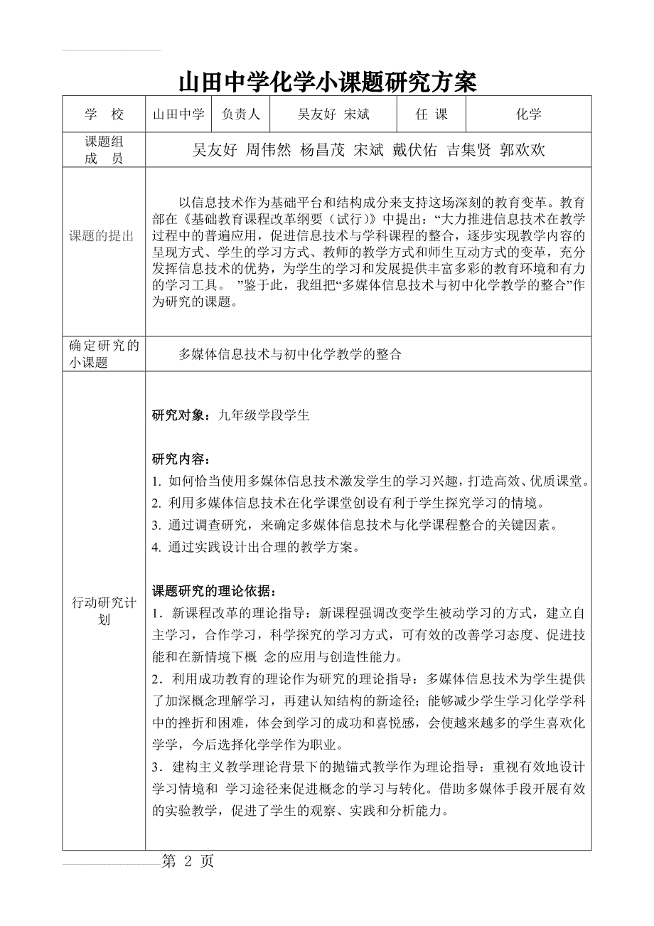 初中化学小课题研究方案(7页).doc_第2页