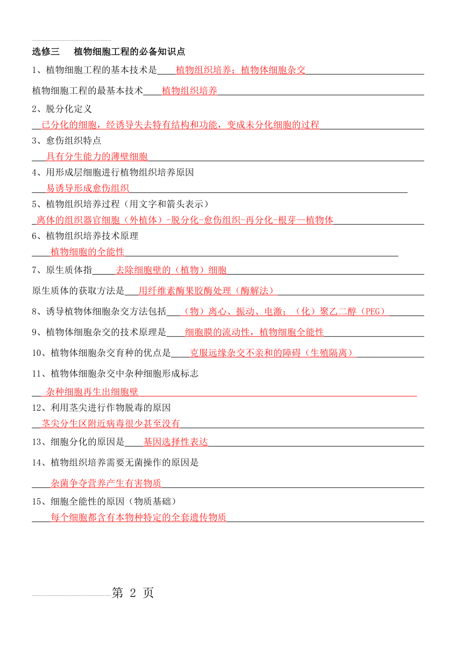 植物细胞工程必备知识点 - 答案(2页).doc_第2页